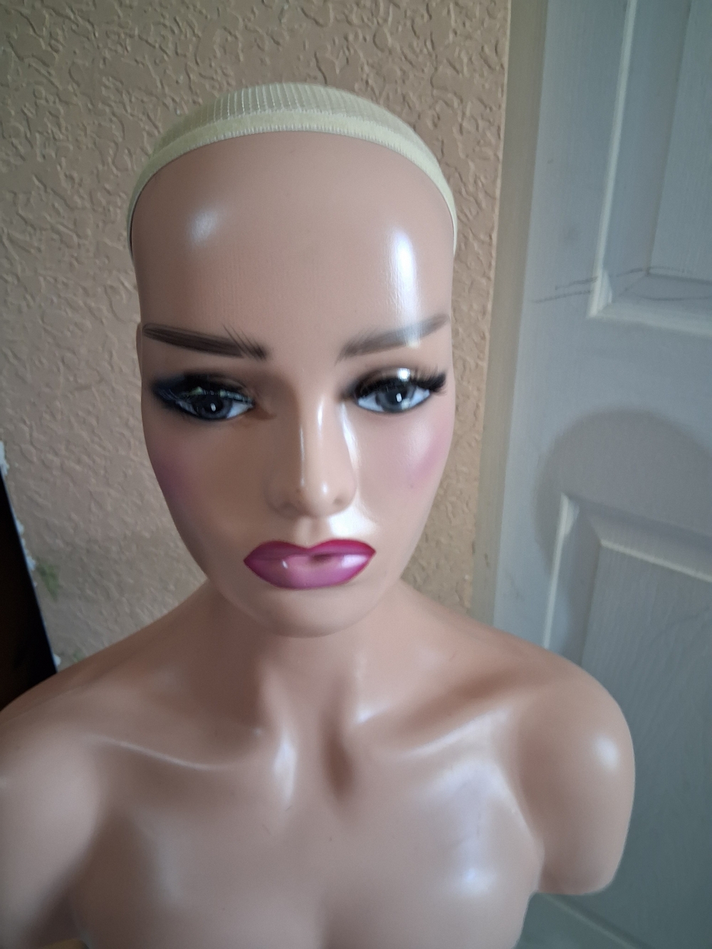 Makeup Display Mannequin Head with Pink Lip Makeup